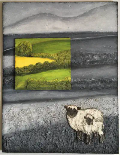 Mixed Media — Sheep in the Meadow