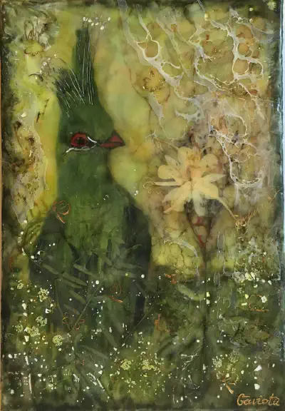 Encaustic — Green Turaco