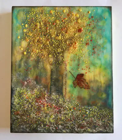 Encaustic — Triptych: Sea and Flowers