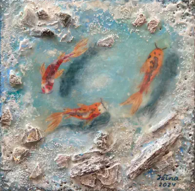Encaustic — Koi Fish