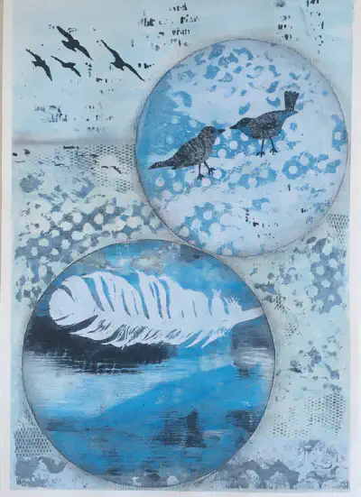 Mixed Media — Bird and Nest